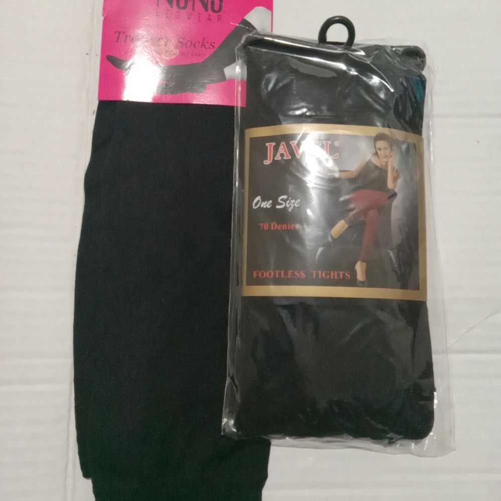 Black Footless Tights and Trouser Socks Size 9-11 Tights are one Size fit all
